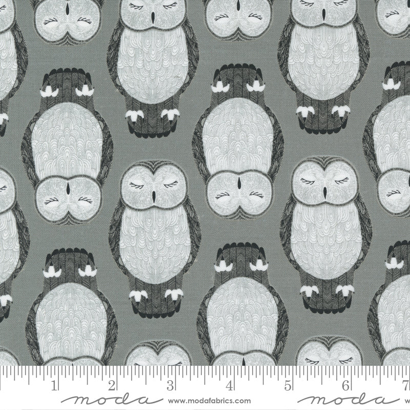 Nocturnal Raincloud Sleeping Owls Yardage by Gingiber for Moda Fabrics