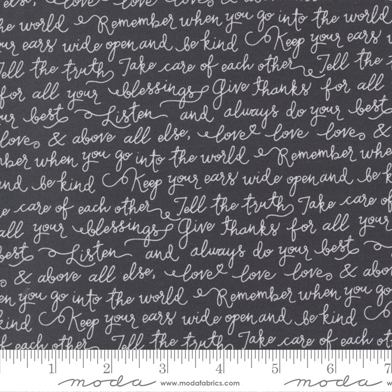 Country Rose Charcoal Farmhouse Script Yardage by Lella Boutique for Moda Fabrics