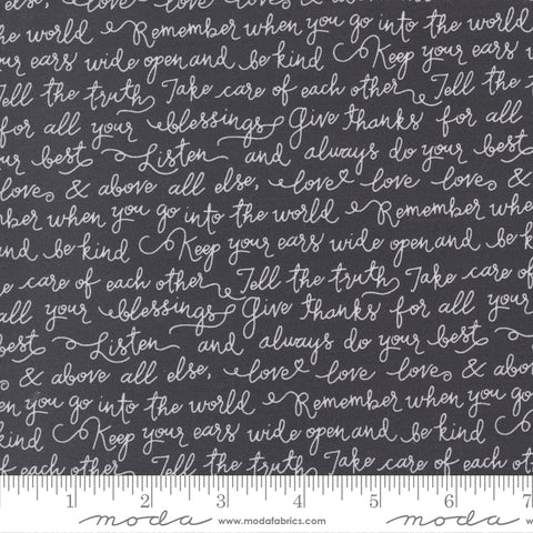 Country Rose Charcoal Farmhouse Script Yardage by Lella Boutique for Moda Fabrics
