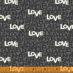 Typecast Gray Happy Words Yardage by Rosemarie Lavin for Windham Fabrics