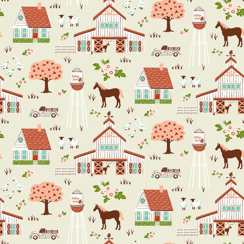 Cottage Farm Ivory Cottage Farm Vignette Yardage by Judy Jarvi for Windham Fabrics