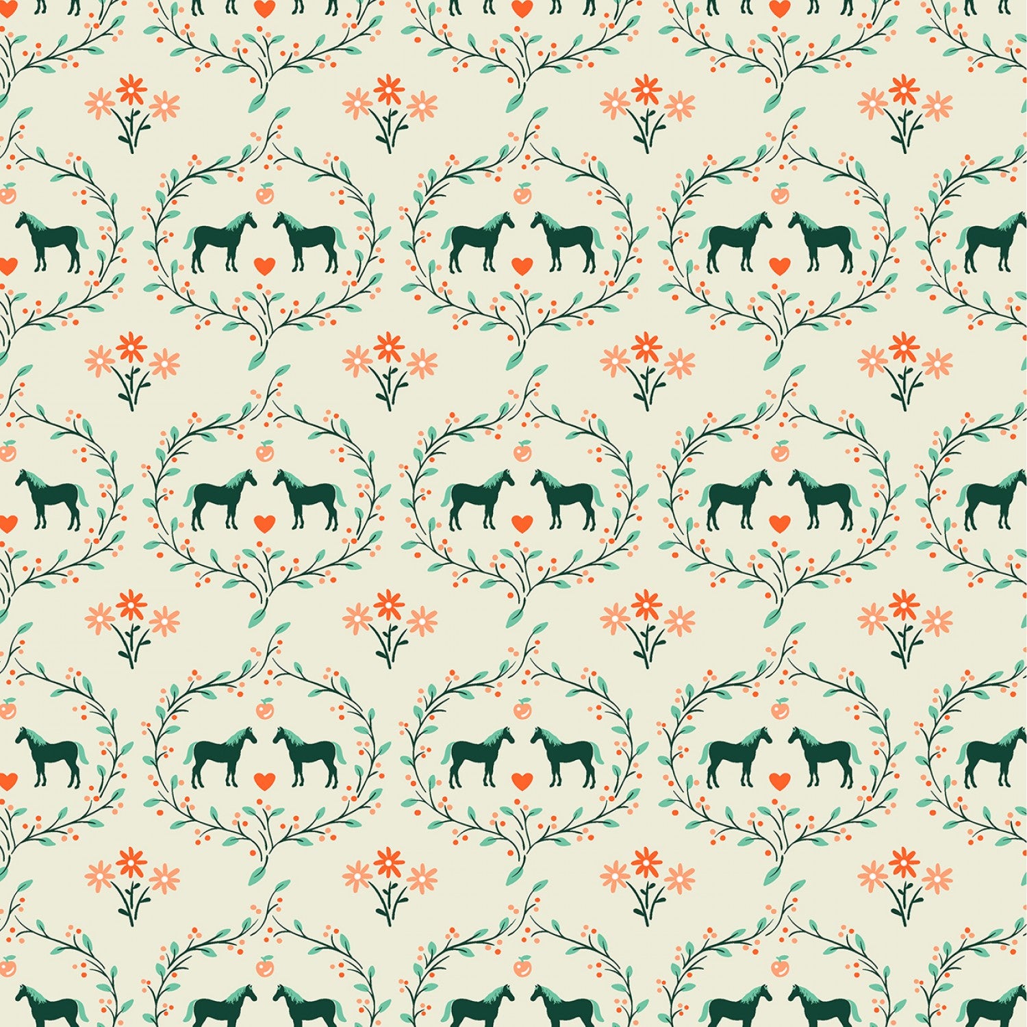 Cottage Farm Ivory Best Friends Yardage by Judy Jarvi for Windham Fabrics