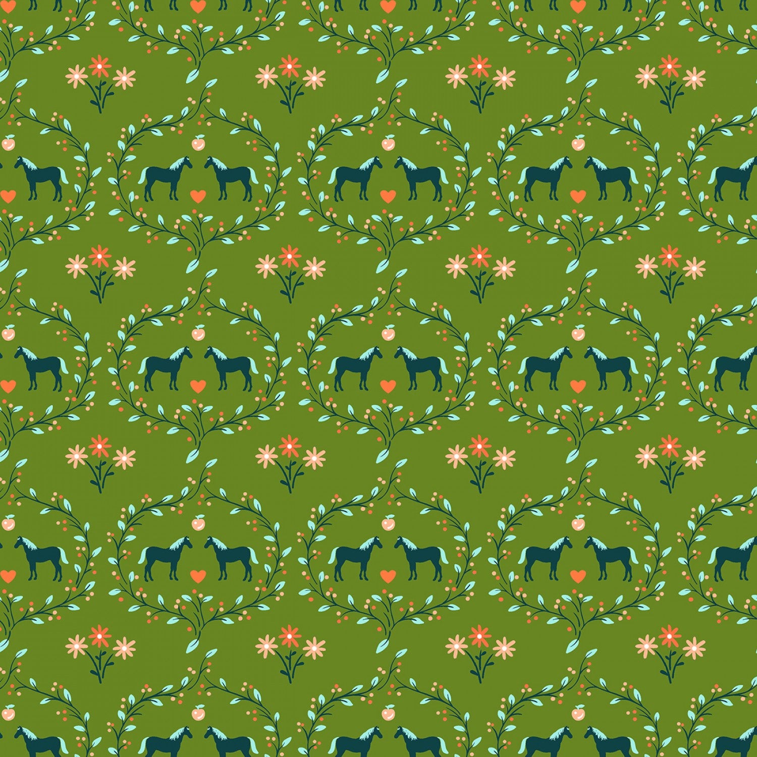 Cottage Farm Moss Best Friends Yardage by Judy Jarvi for Windham Fabrics