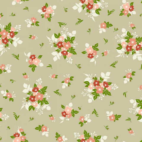Cottage Farm Natural Wild Rose Yardage by Judy Jarvi for Windham Fabrics