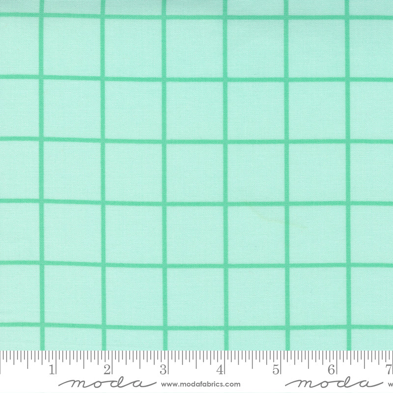 One Fine Day Aqua Windowpane Yardage by Bonnie & Camille for Moda Fabrics