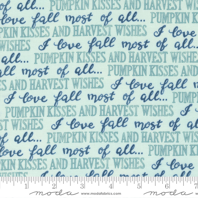 Harvest Wishes Aqua Fall Words Yardage by Deb Strain for Moda Fabrics