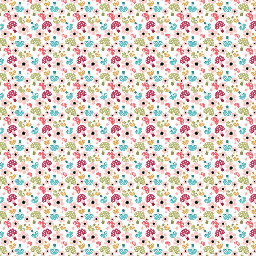 Kaisley Rose White Ava Yardage by Lori Woods for Poppie Cotton Fabrics
