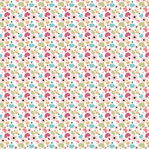 Kaisley Rose White Ava Yardage by Lori Woods for Poppie Cotton Fabrics