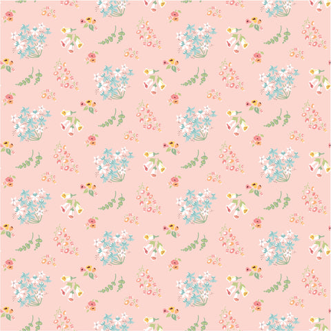 Hollyhock Lane Pink Bloom Yardage by Sheri McCulley for Poppie Cotton Fabrics