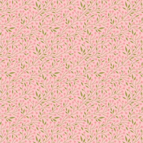 Sunshine And Chamomile Pink Berry Thicket Yardage by Lori Woods for Poppie Cotton Fabrics