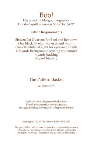 Boo! Quilt Pattern by The Pattern Basket