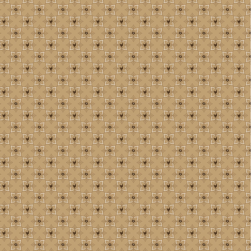 Barnyard Bandana Buckle Brown Yardage by Lori Woods for Poppie Cotton Fabrics