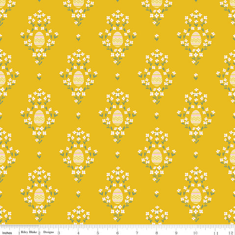 Easter Egg Hunt Mustard Eggs Yardage by Natalia Juan Abello for Riley Blake Designs