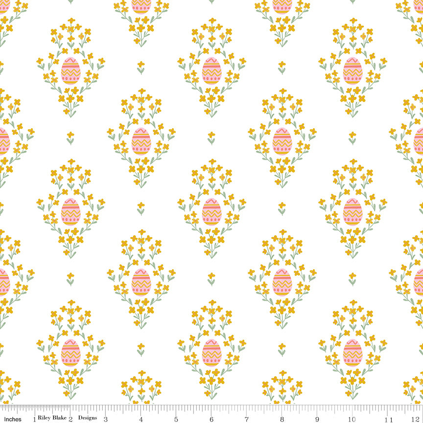 Easter Egg Hunt White Eggs Yardage by Natalia Juan Abello for Riley Blake Designs