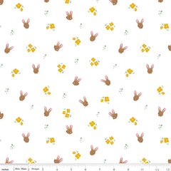 Easter Egg Hunt White Bunnies Yardage by Natalia Juan Abello for Riley Blake Designs