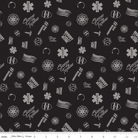 Nobody Fights Alone Black Tossed Yardage by Riley Blake Designs