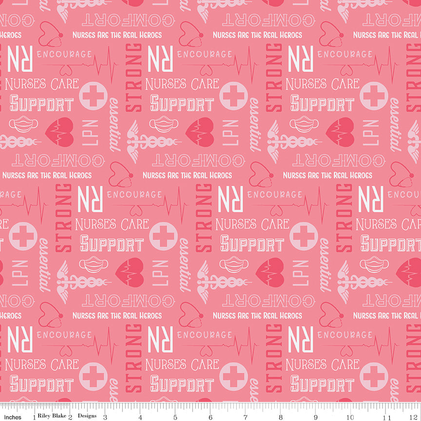 Nobody Fights Alone Pink Nurse Yardage by Riley Blake Designs