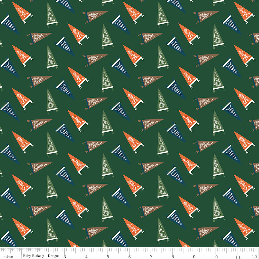 Adventure is Calling Green Flags Yardage by Dani Mogstad for Riley Blake Designs