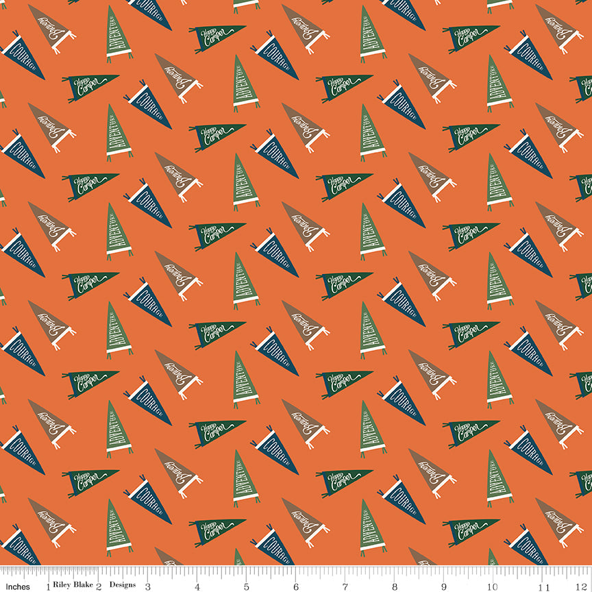 Adventure is Calling Orange Flags Yardage by Dani Mogstad for Riley Blake Designs