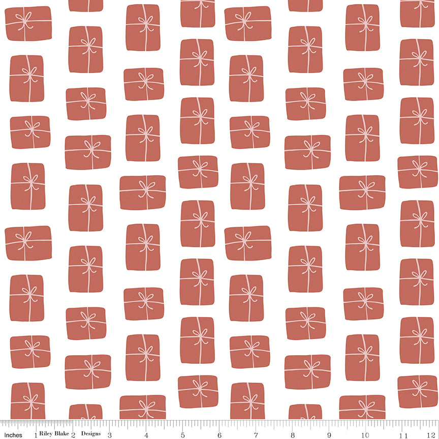 Warm Wishes White Packages Yardage by Simple Simon & Company for Riley Blake Designs