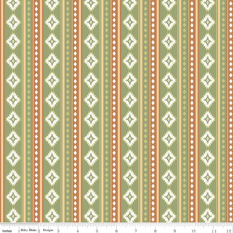 Beneath The Western Sky Green Stripes Yardage by Gracey Larson for Riley Blake Designs