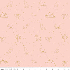 Beneath The Western Sky Pink Starry Animals Yardage by Gracey Larson for Riley Blake Designs