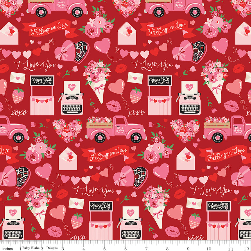 Falling In Love Red Main Yardage by Dani Mogstad for Riley Blake Designs