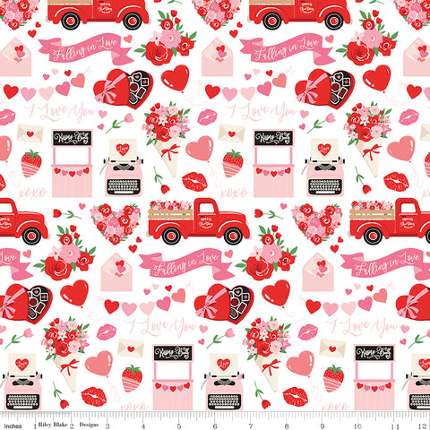 Falling In Love White Main Yardage by Dani Mogstad for Riley Blake Designs
