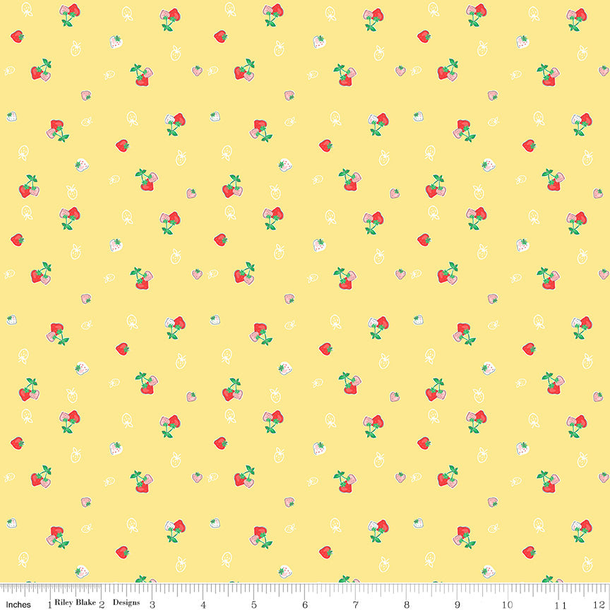 Quilt Fair Yellow Strawberries Yardage by Tasha Noel for Riley Blake Designs