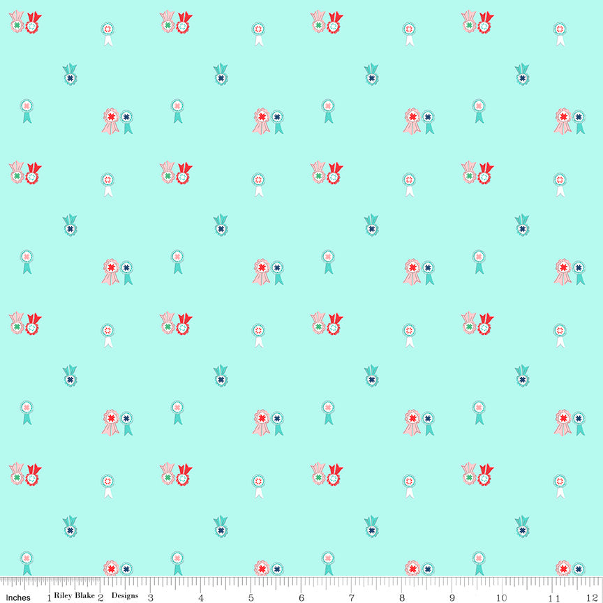 Quilt Fair Aqua Ribbons Yardage by Tasha Noel for Riley Blake Designs