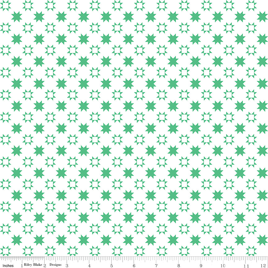 Quilt Fair Green Stars Yardage by Tasha Noel for Riley Blake Designs