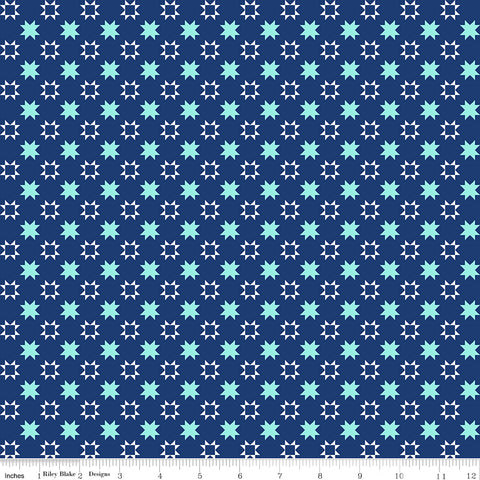 Quilt Fair Navy Quilty Stars Yardage by Tasha Noel for Riley Blake Designs