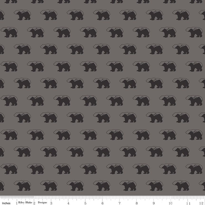 Into The Woods Gray Bears Yardage by Lori Whitlock for Riley Blake Designs