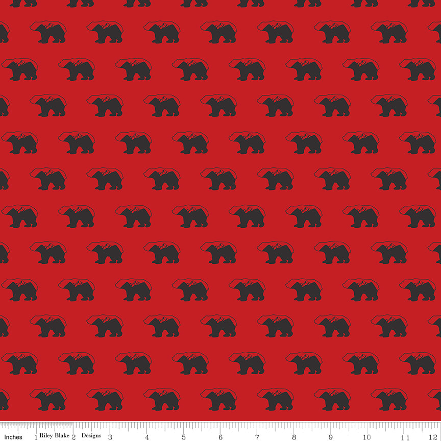 Into The Woods Red Bears Yardage by Lori Whitlock for Riley Blake Designs