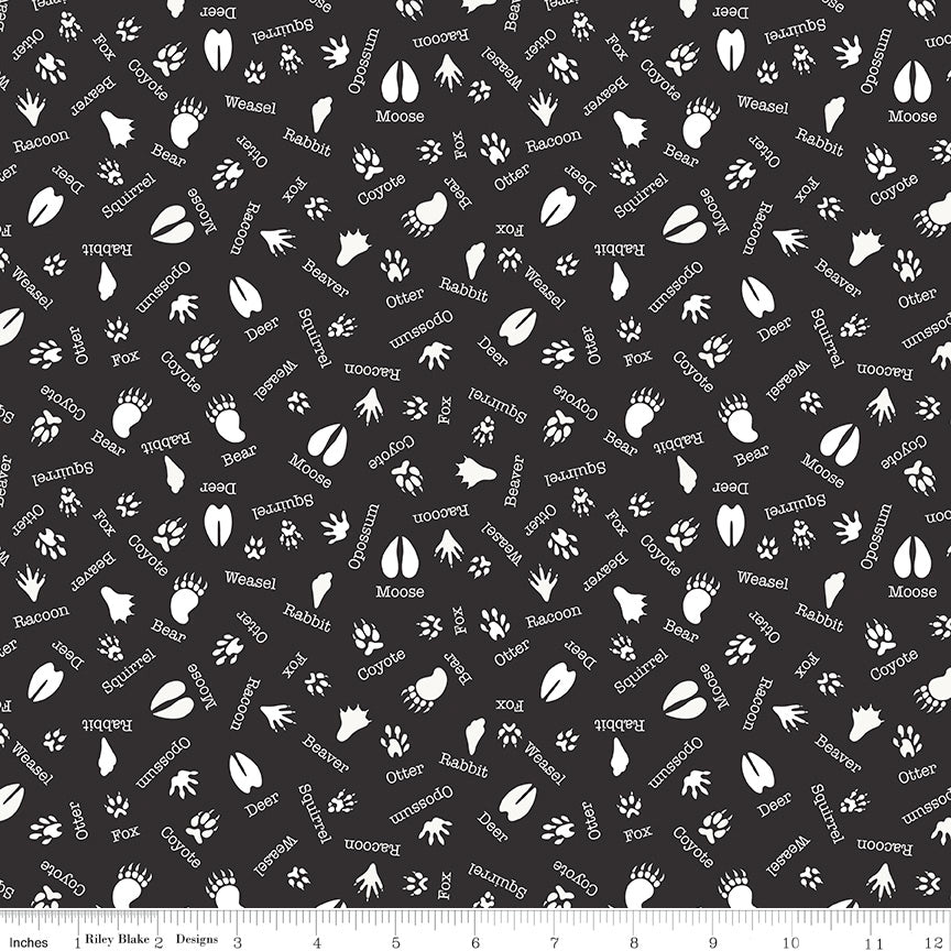Into The Woods Black Tracks Yardage by Lori Whitlock for Riley Blake Designs