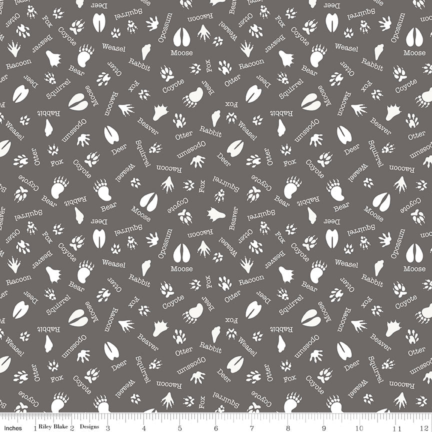 Into The Woods Gray Tracks Yardage by Lori Whitlock for Riley Blake Designs