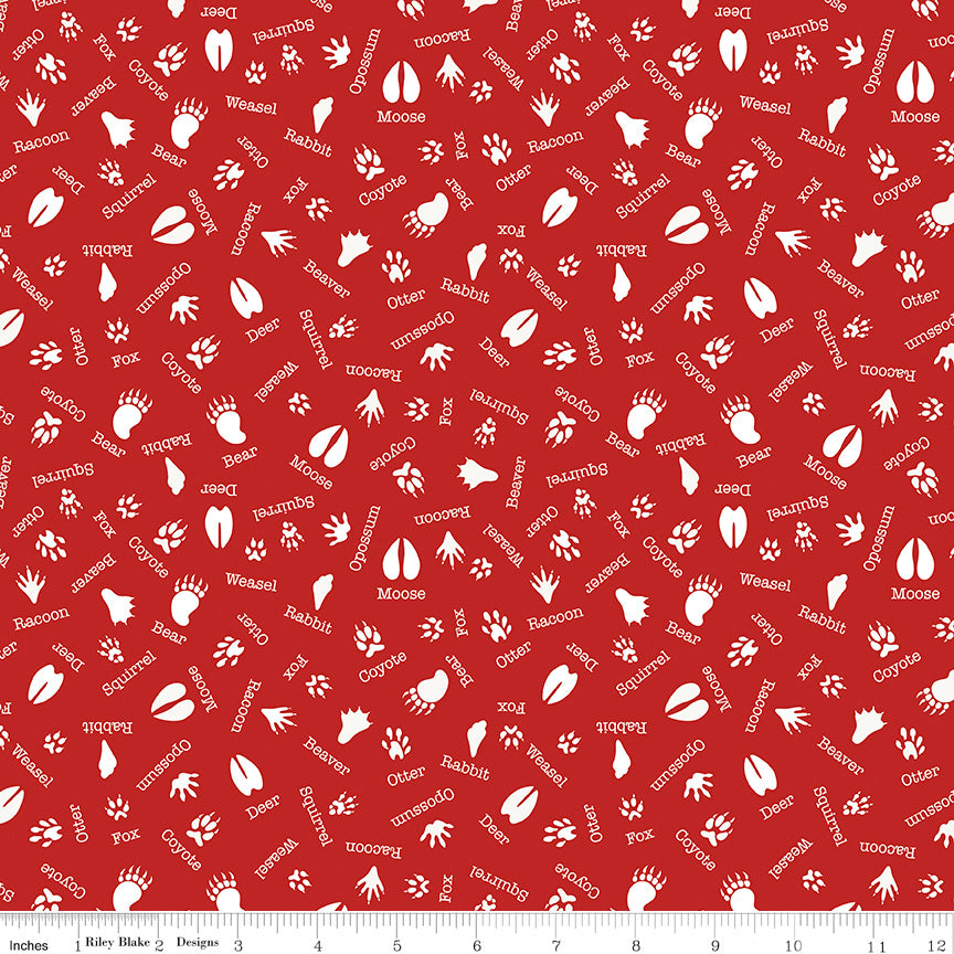Into The Woods Red Tracks Yardage by Lori Whitlock for Riley Blake Designs