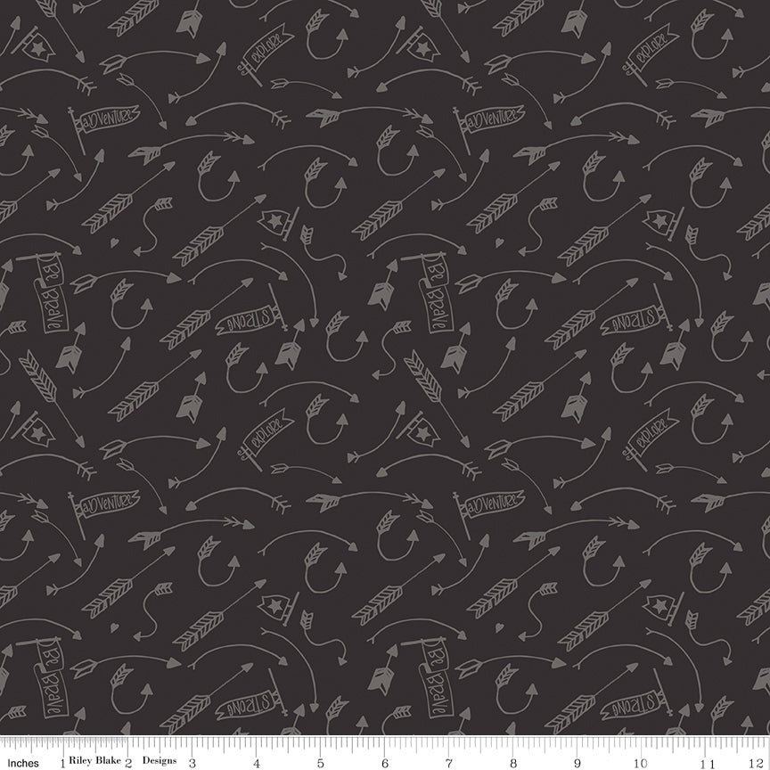 Into The Woods Black Crazy Arrows Yardage by Lori Whitlock for Riley Blake Designs