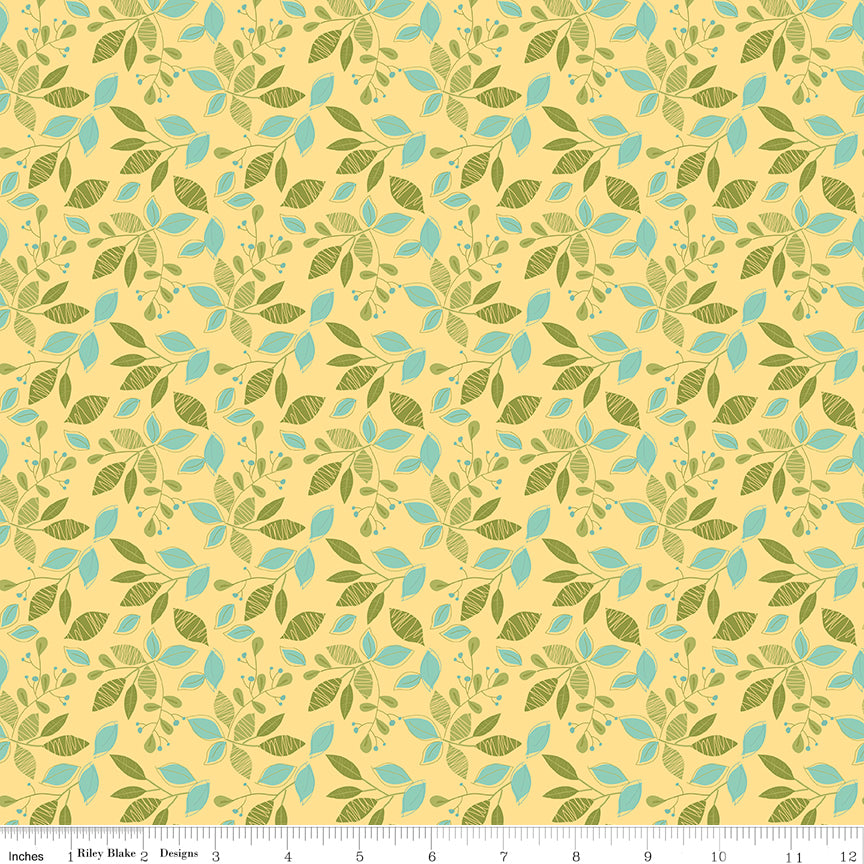 Adel in Spring Buttercream Leaves Yardage by Sandy Gervais for Riley Blake Designs
