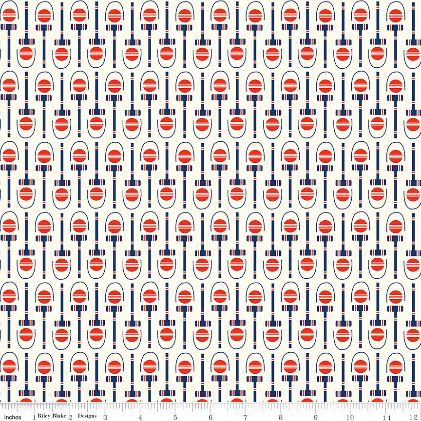 Red White & Bang! Cream Croquet Yardage by Sandy Gervais for Riley Blake Designs