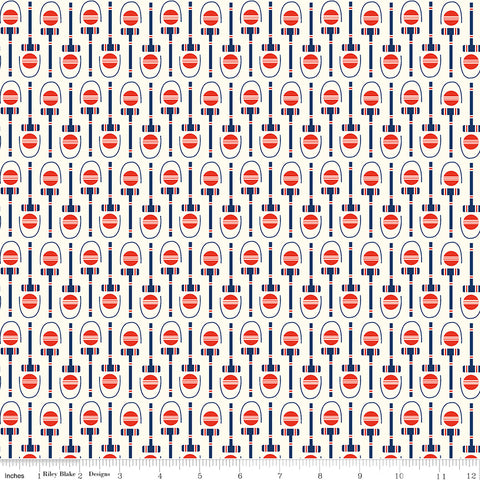 Red White & Bang! Cream Croquet Yardage by Sandy Gervais for Riley Blake Designs