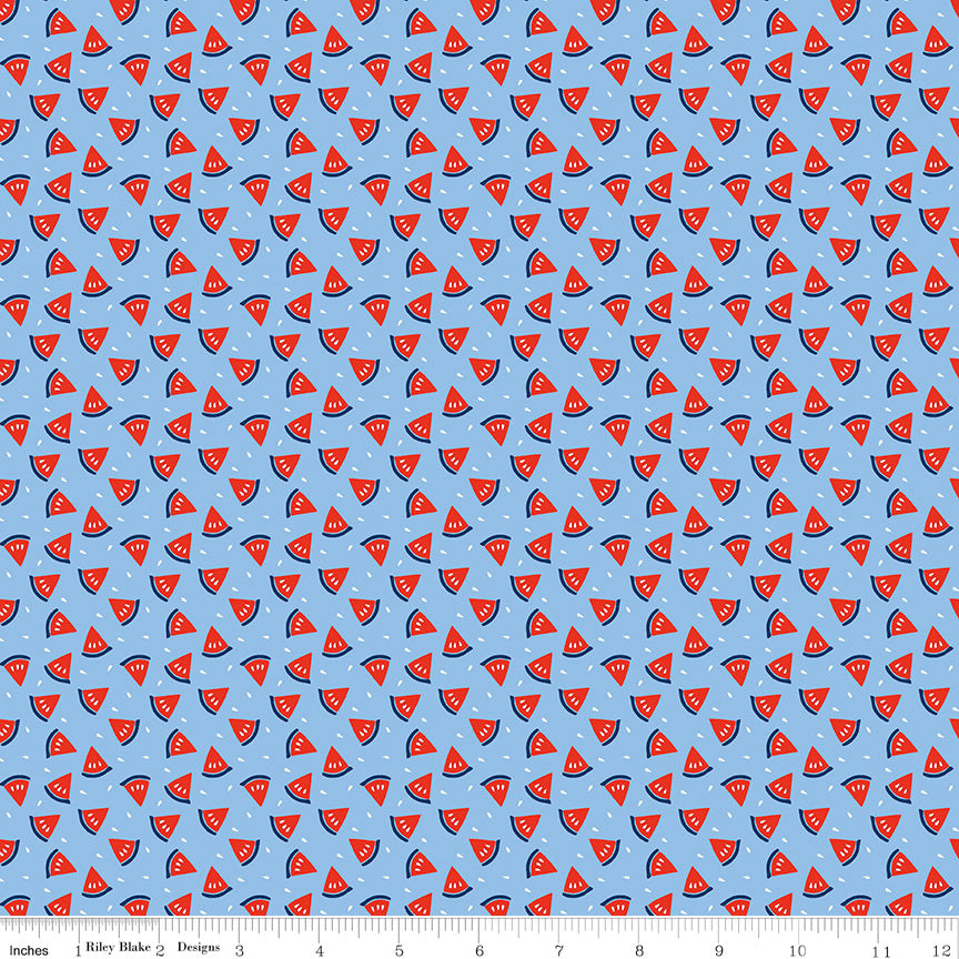 Red White & Bang! Blue Watermelon Yardage by Sandy Gervais for Riley Blake Designs
