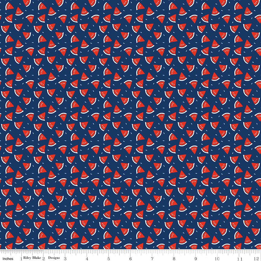 Red White & Bang! Navy Watermelon Yardage by Sandy Gervais for Riley Blake Designs