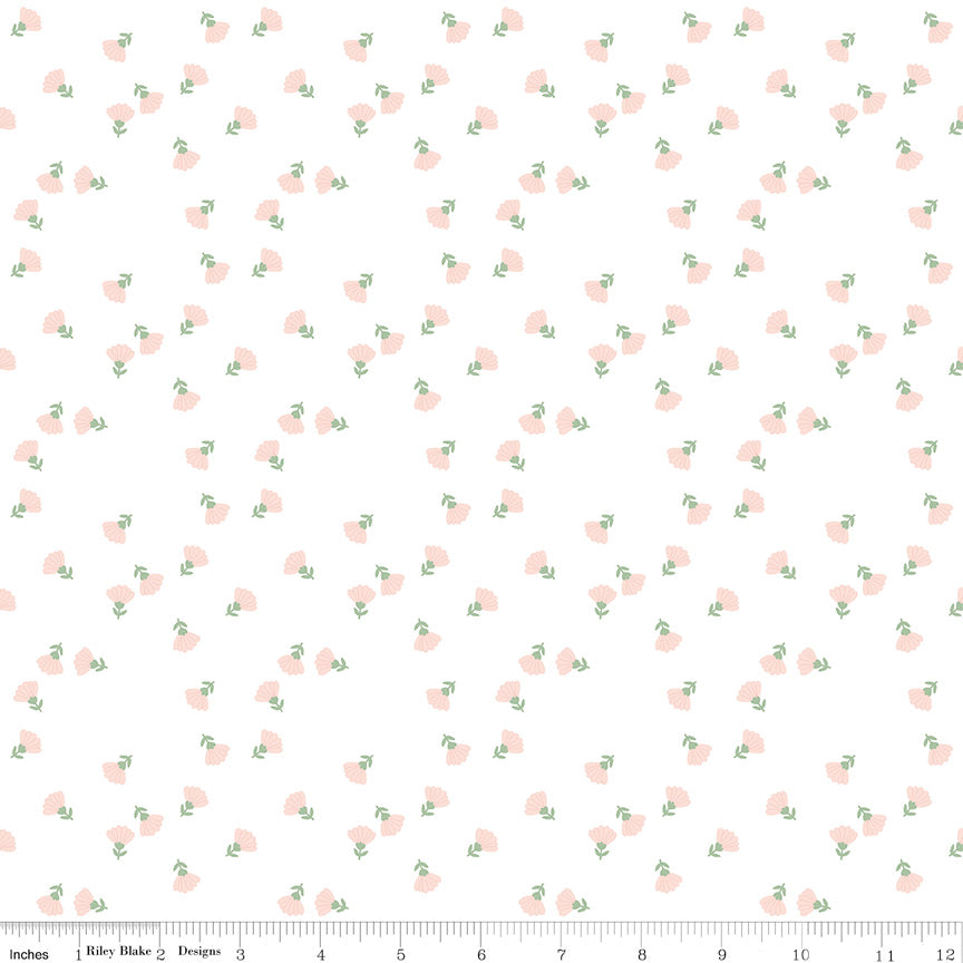 Hibiscus White Ditzy Yardage by Simple Simon and Co. for Riley Blake Designs