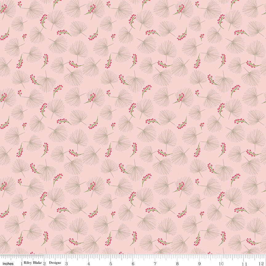 Enchanted Meadow Pink Pine Needles Yardage by Beverly McCullough for Riley Blake Designs