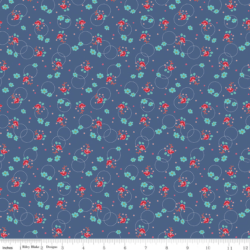 Enchanted Meadow Denim Bouquets Yardage by Beverly McCullough for Riley Blake Designs