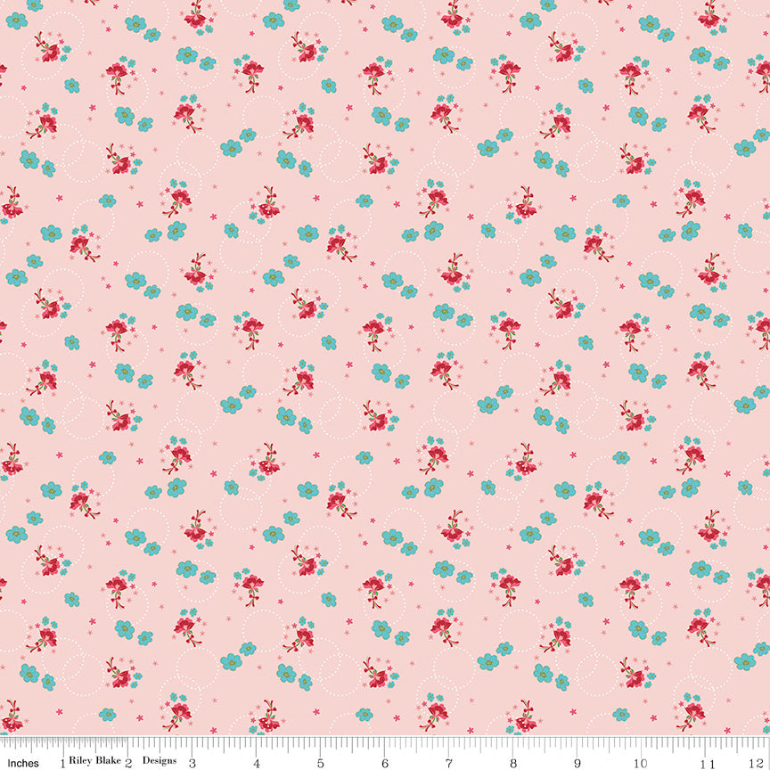Enchanted Meadow Pink Bouquets Yardage by Beverly McCullough for Riley Blake Designs