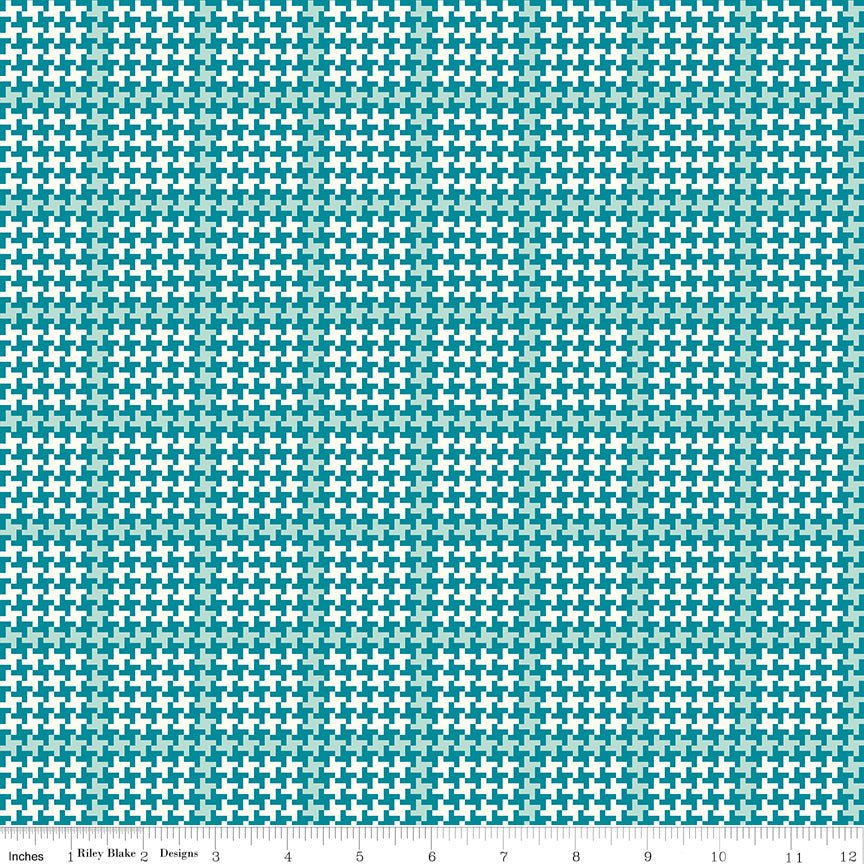 Enchanted Meadow Azure Houndstooth Yardage by Beverly McCullough for Riley Blake Designs