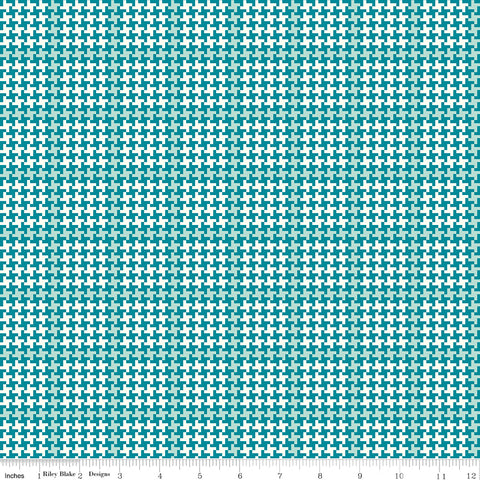 Enchanted Meadow Azure Houndstooth Yardage by Beverly McCullough for Riley Blake Designs