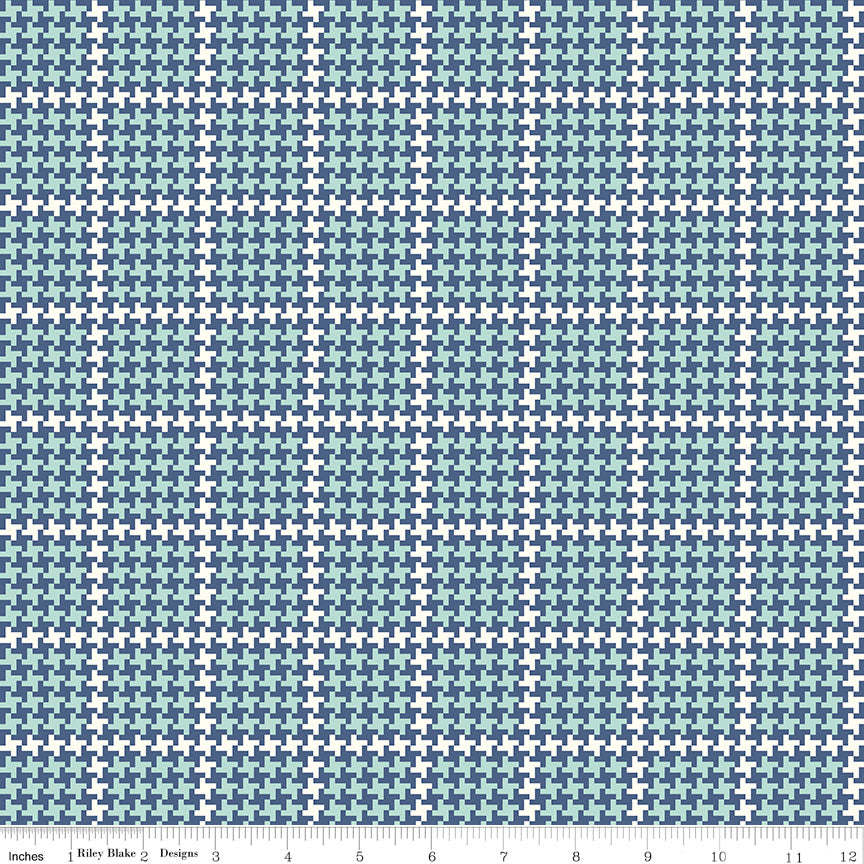 Enchanted Meadow Denim Houndstooth Yardage by Beverly McCullough for Riley Blake Designs